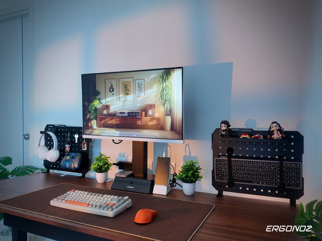 ERGONOZ adjustable desk workstation with monitor at eye level — โต๊ะทำงานนั่ง-ยืน