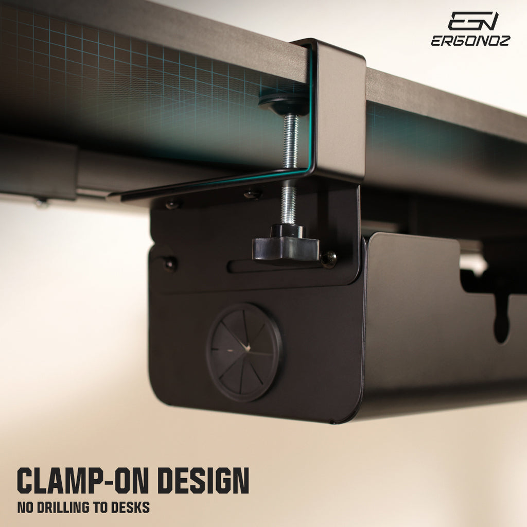 ERGONOZ UDAC-02 clamp-on design, no drilling to desks