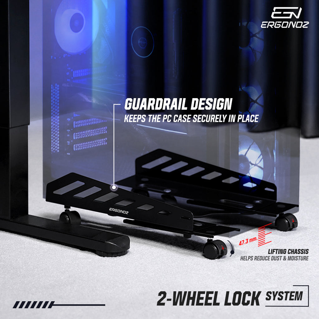 ERGONOZ UDAC-03 guardrail design and 2-wheel lock system, lifts chassis 47 mm