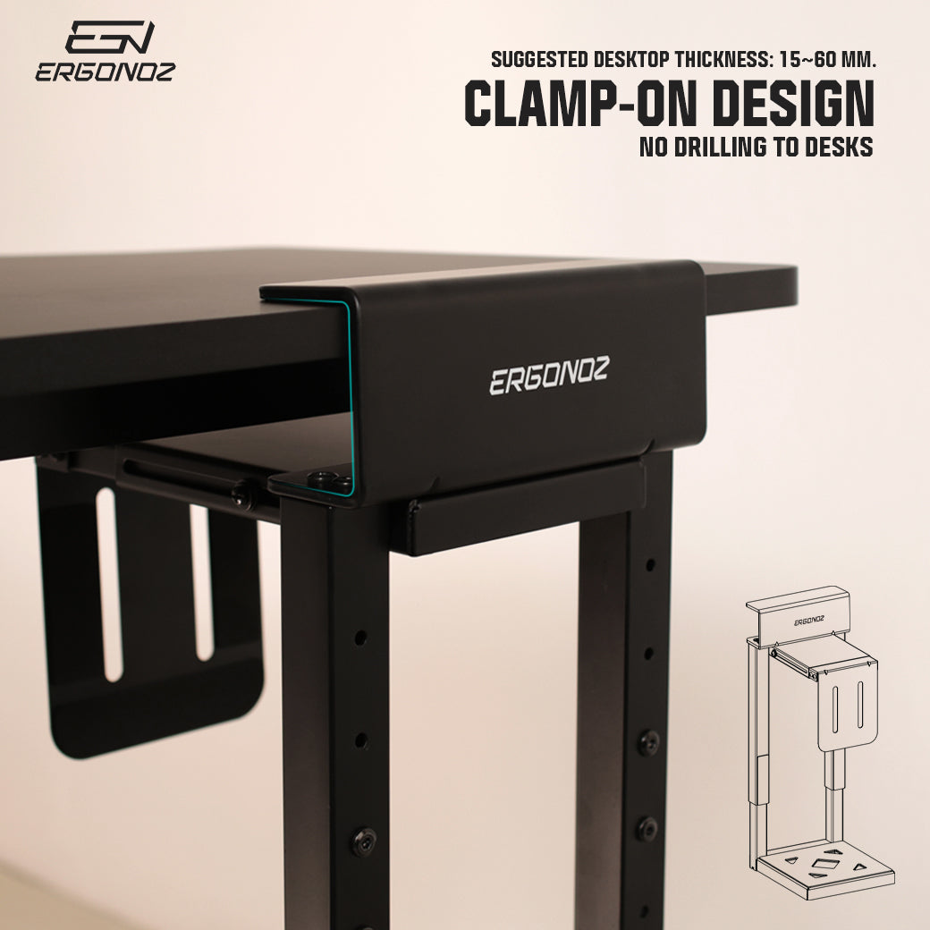 ERGONOZ UDAC-04 clamp-on design, no drilling, desk thickness 15-60 mm