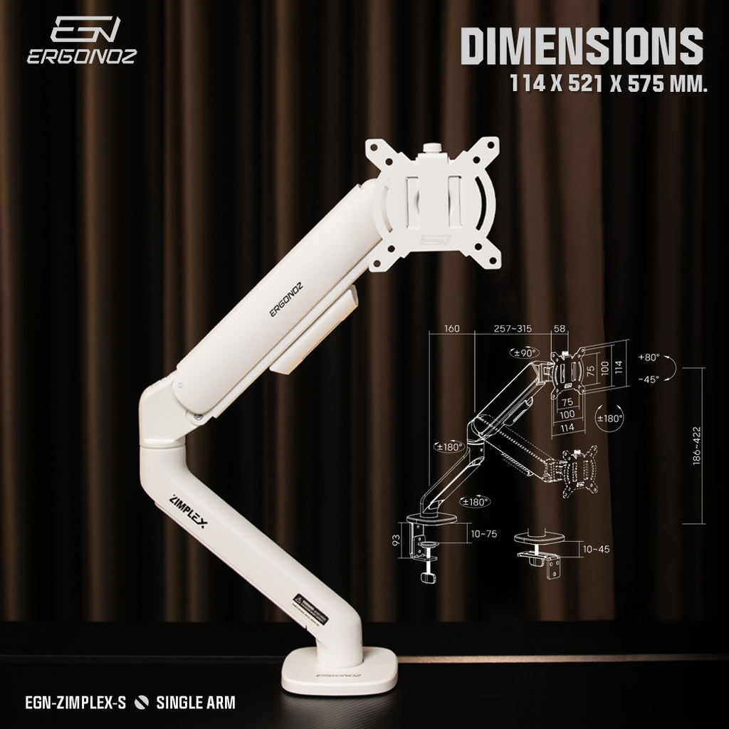 ERGONOZ ZIMPLEX Single dimensions 114x521x575 mm