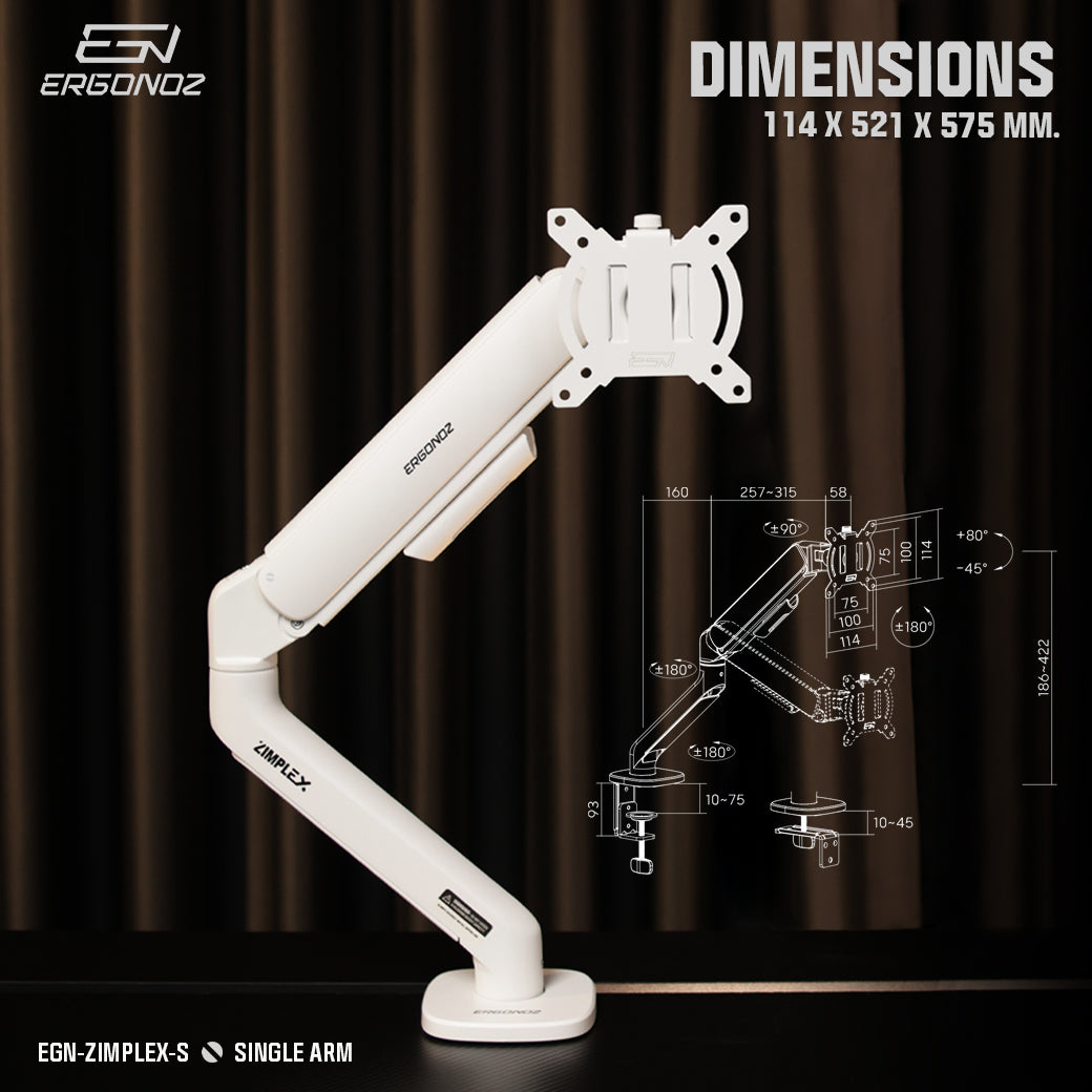 ERGONOZ ZIMPLEX Single dimensions 114x521x575 mm