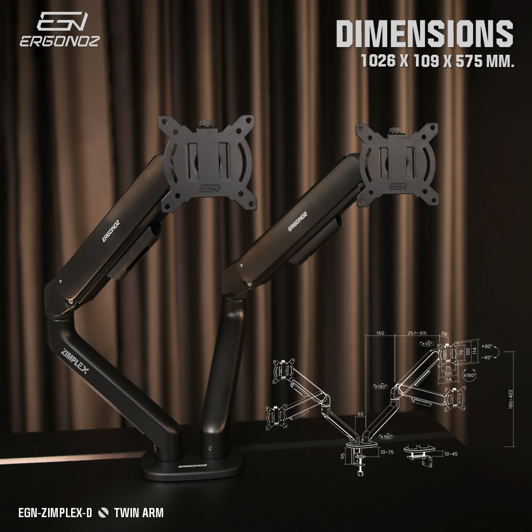 ERGONOZ ZIMPLEX Twin dimensions 1026x109x575 mm