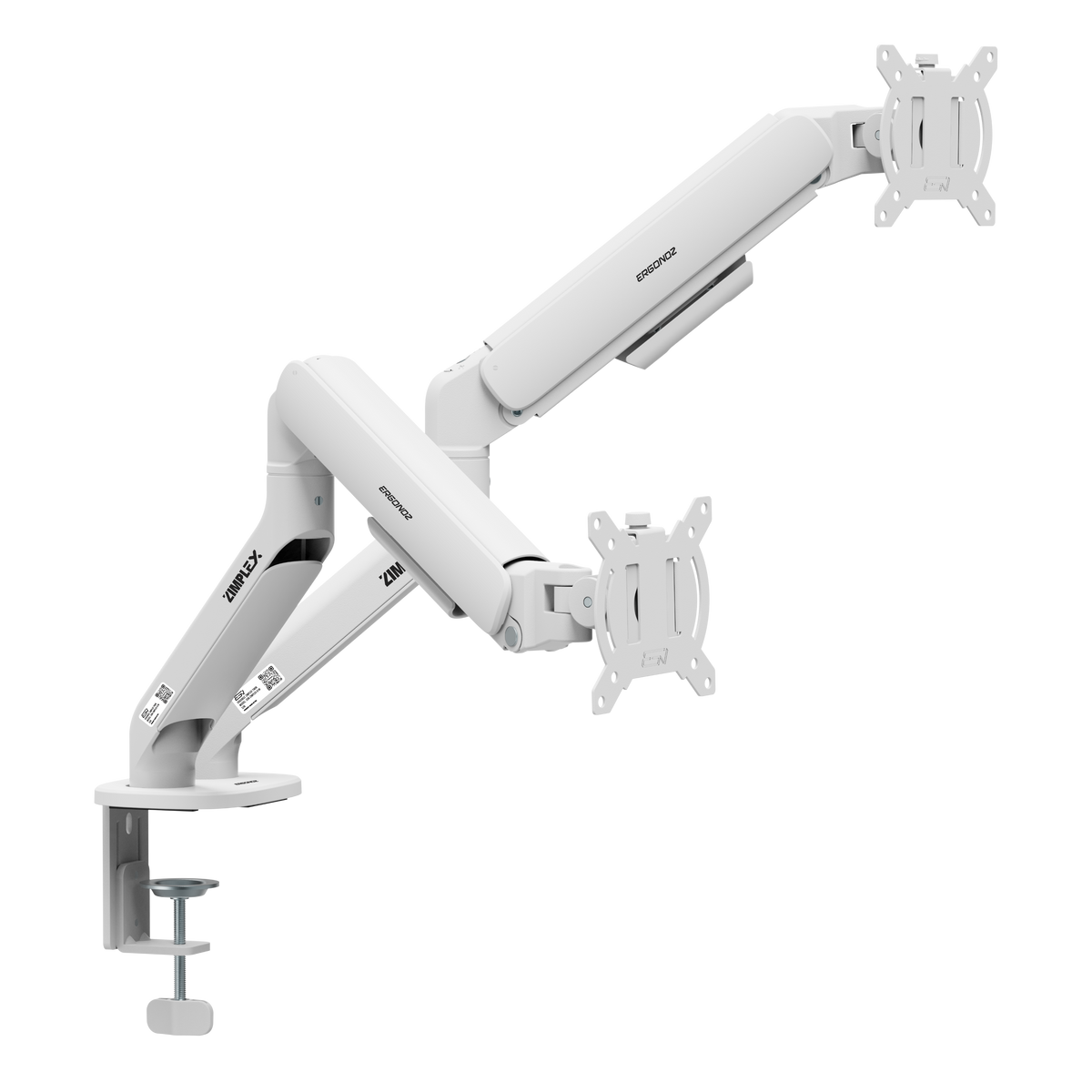 ERGONOZ ZIMPLEX Twin monitor arm, matte white