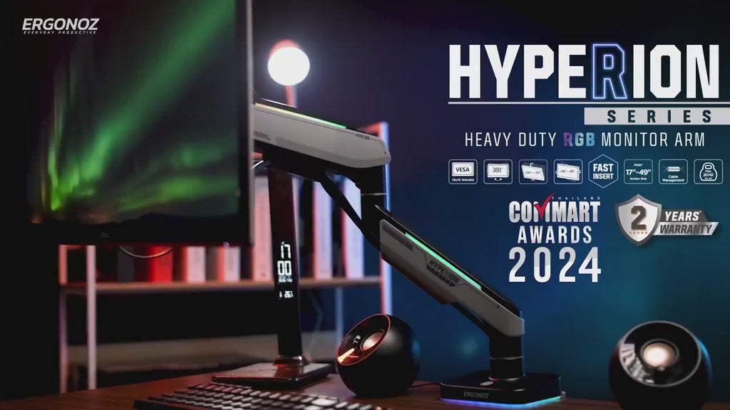 ERGONOZ Hyperion Single Heavy Duty RGB Monitor Arm