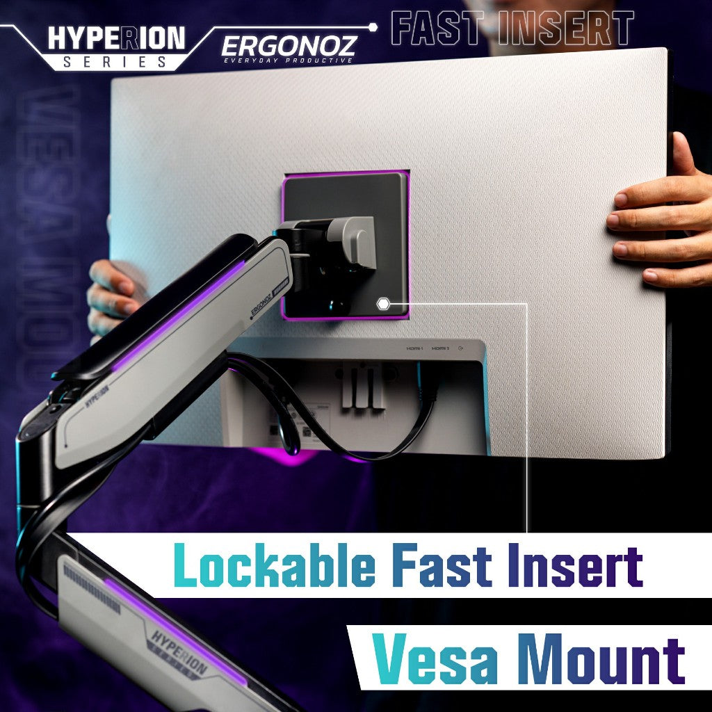 ERGONOZ Hyperion Single Heavy Duty RGB Monitor Arm
