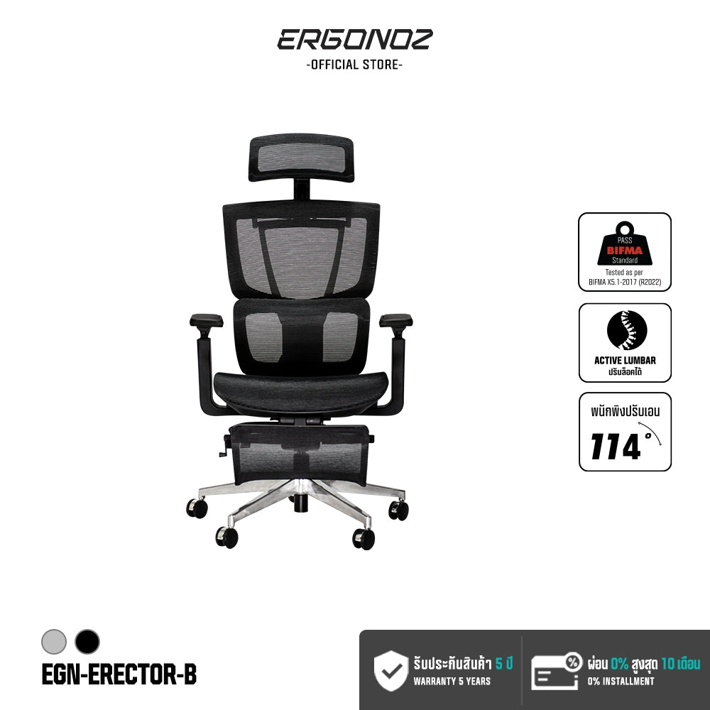 ERGONOZ Erector Active Lumbar Ergonomic Chair Black