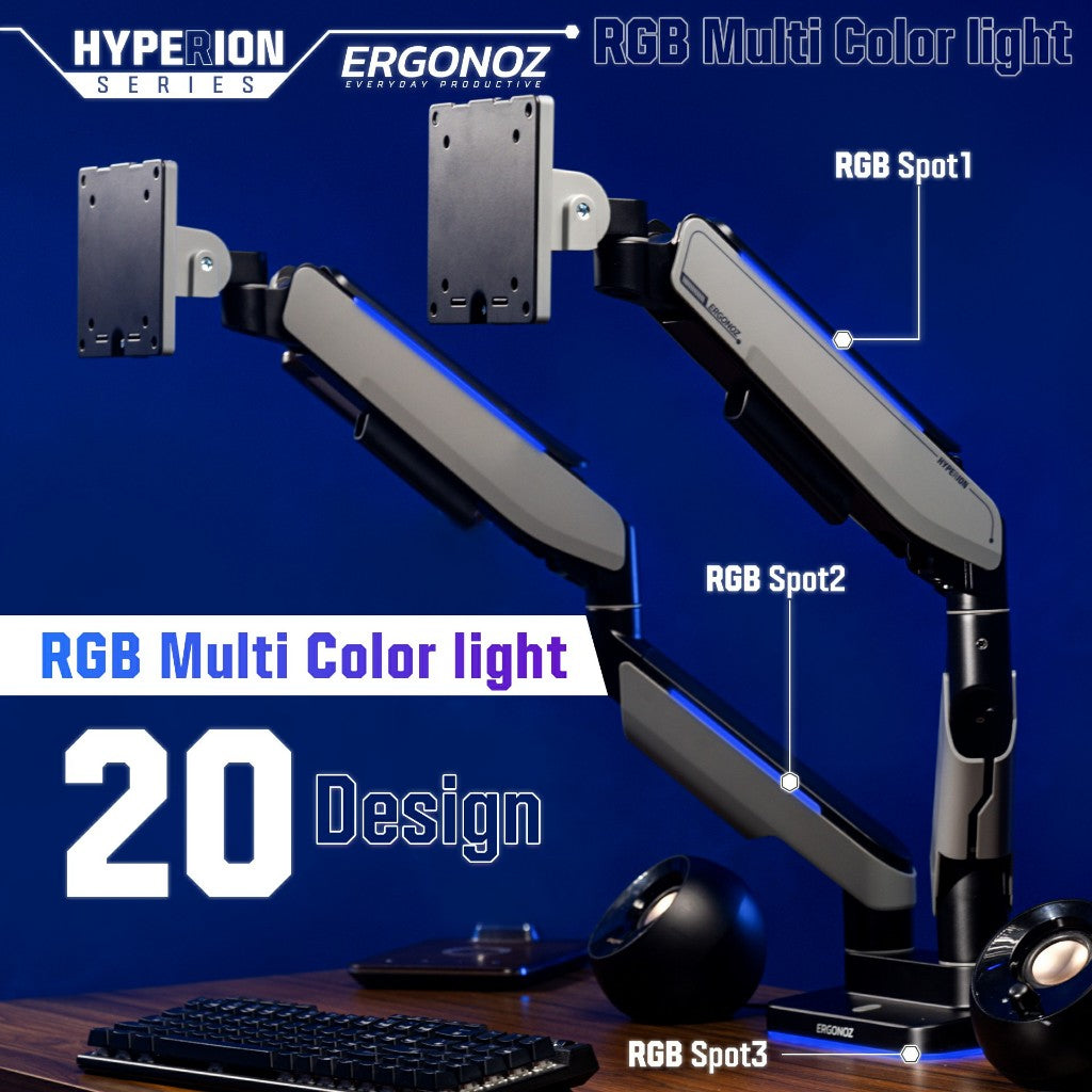 ERGONOZ Hyperion Single Heavy Duty RGB Monitor Arm