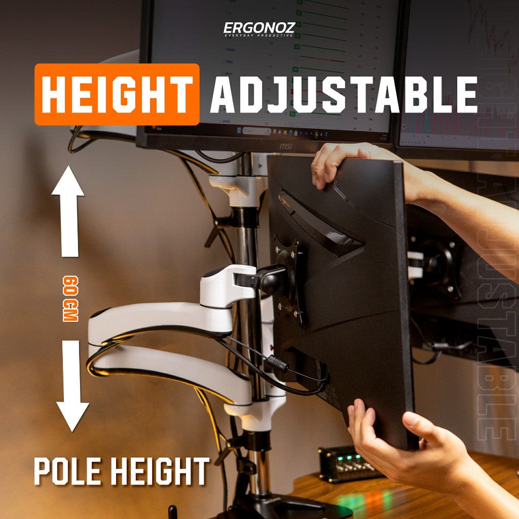 ERGONOZ Metalic D.I.Y. 4-Screen Monitor Stand (Quad Set)