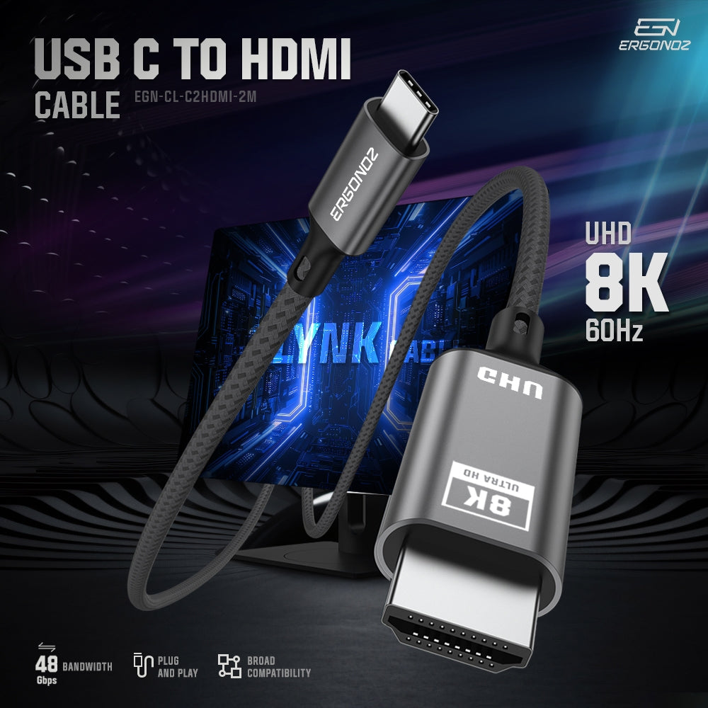 ERGONOZ USB-C to HDMI 8K Cable (2M)