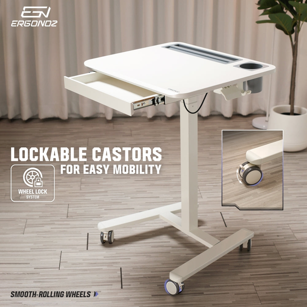 ERGONOZ Multi-Purpose Mobile Desk with Stand & Drawer