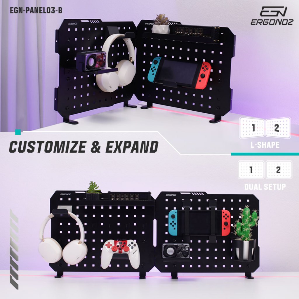 Ergonoz Clamp-on Desk Pegboard with Accessories
