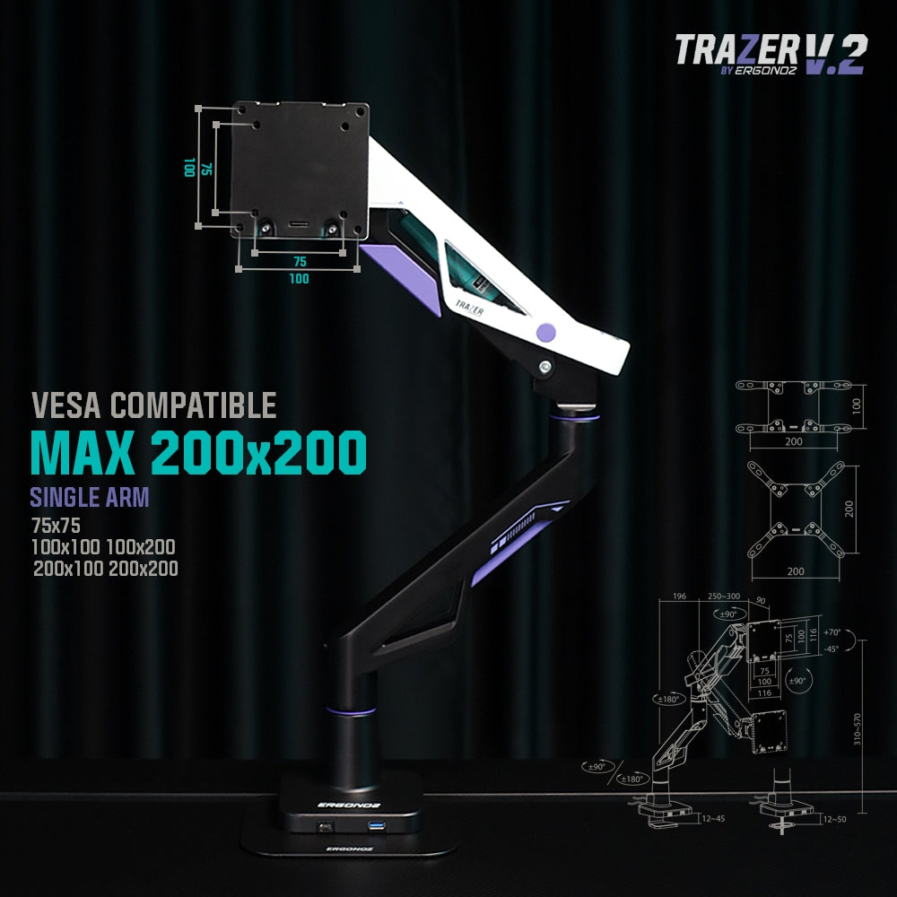 ERGONOZ Trazer Single V2 Monitor Arm