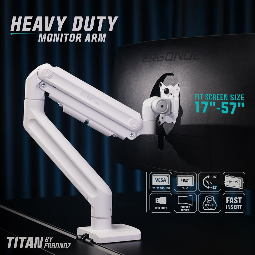 Ergonoz TITAN Single Heavy Duty Spring Monitor Arm