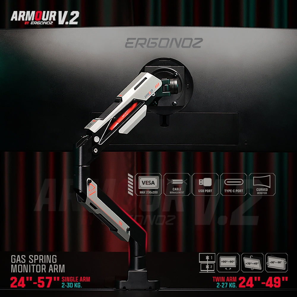 ERGONOZ Armour Twin V2 Monitor Arm