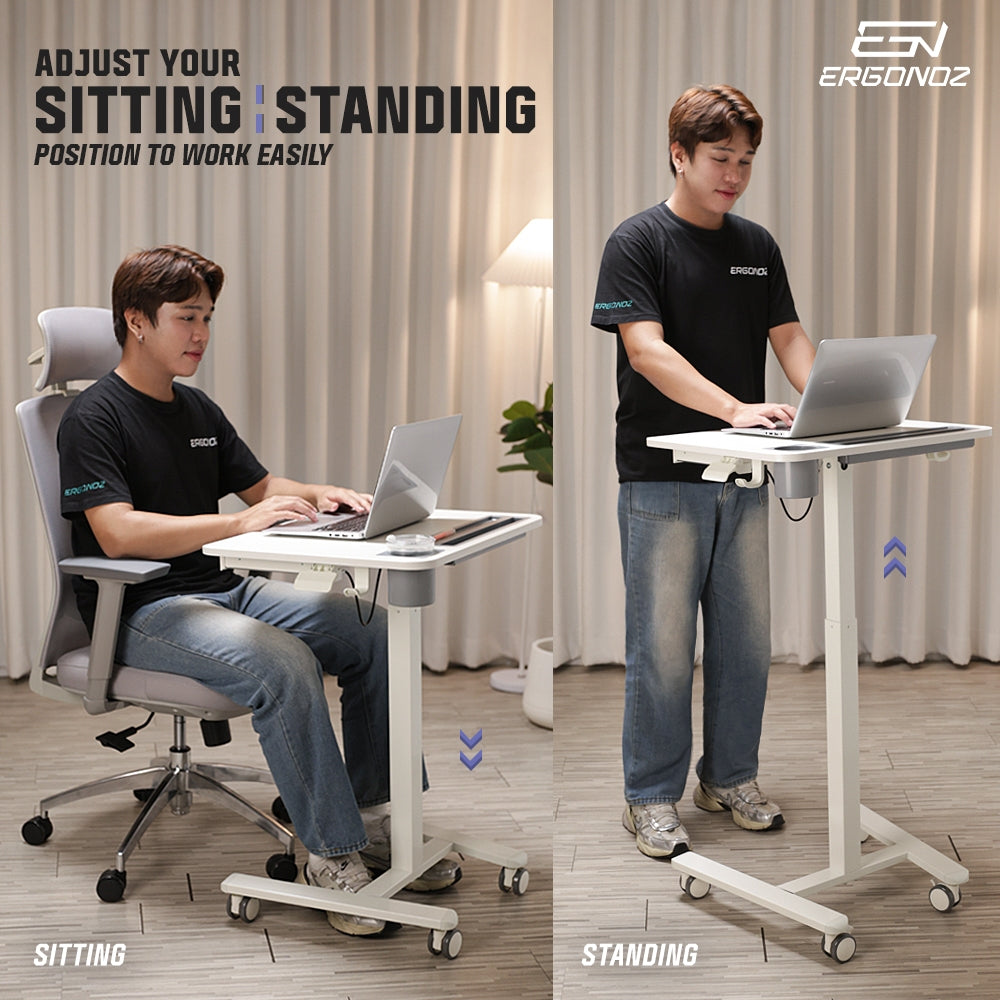 ERGONOZ Multi-Purpose Mobile Desk with Stand & Drawer