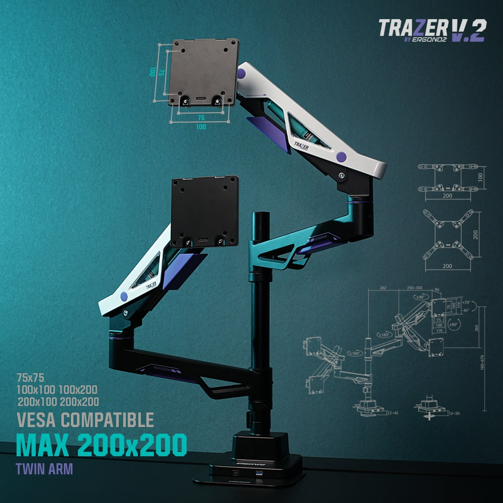 ERGONOZ Trazer Twin V2 Monitor Arm