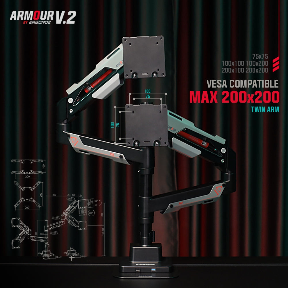ERGONOZ Armour Single V2 Monitor Arm