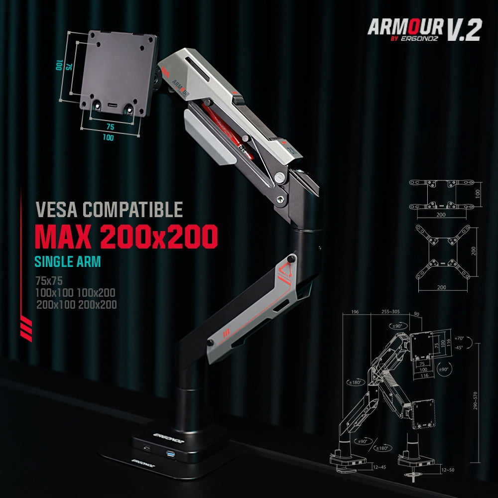 ERGONOZ Armour Twin V2 Monitor Arm