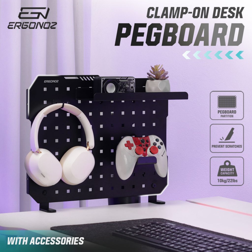 Ergonoz Clamp-on Desk Pegboard