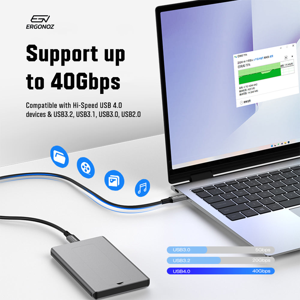ERGONOZ USB4 Thunderbolt Cable (1.8M)