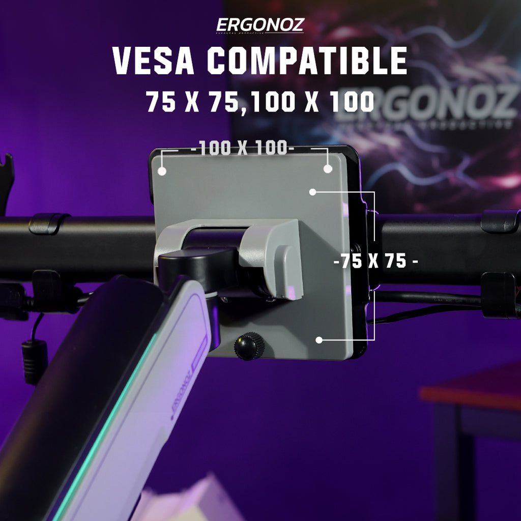 ERGONOZ Hyperion Twin Heavy Duty RGB Monitor Arm