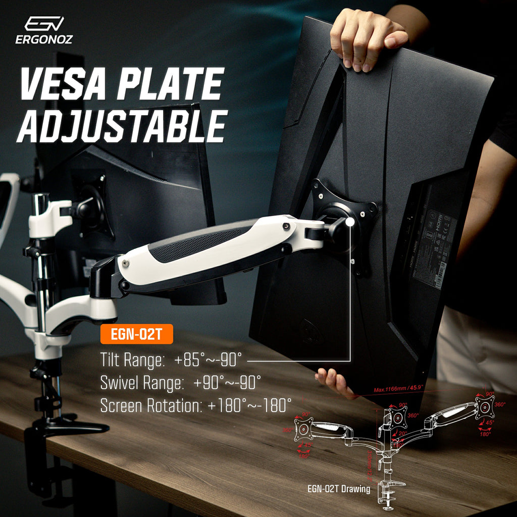 ERGONOZ Metalic Double Monitor Arm