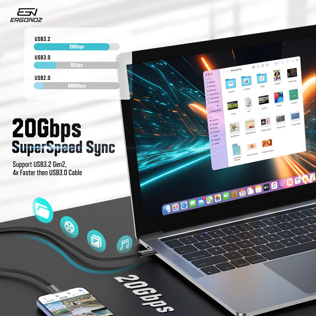 ERGONOZ USB-C 3.2 Gen4 Cable (2M)