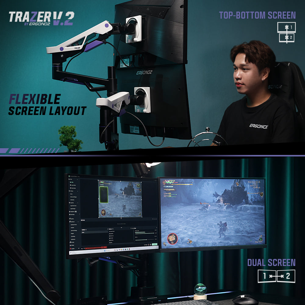 ERGONOZ Trazer Twin V2 Monitor Arm