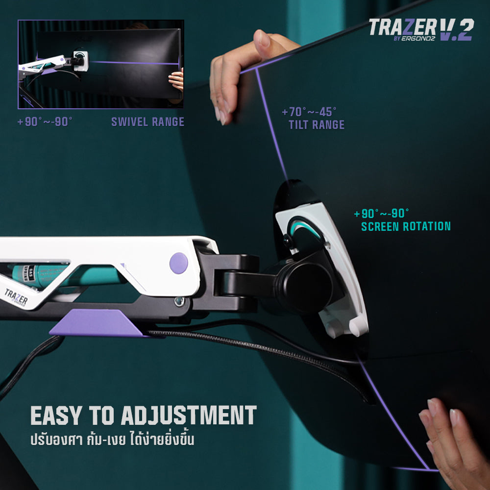 ERGONOZ Trazer Twin V2 Monitor Arm