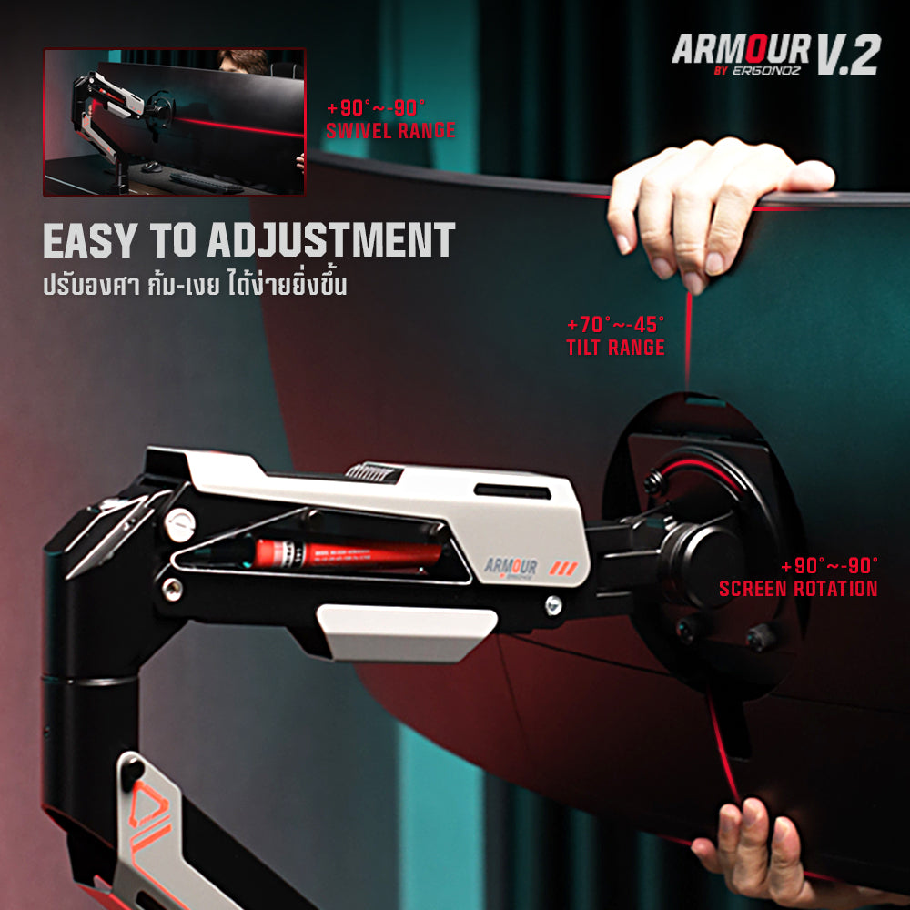 ERGONOZ Armour Twin V2 Monitor Arm