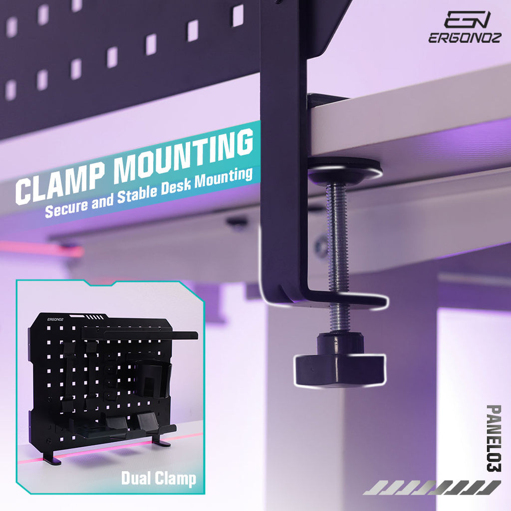 Ergonoz Clamp-on Desk Pegboard with Accessories